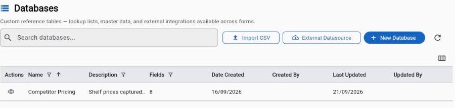 Raios360 — Custom Databases