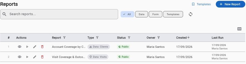 Raios360 — Report Builder